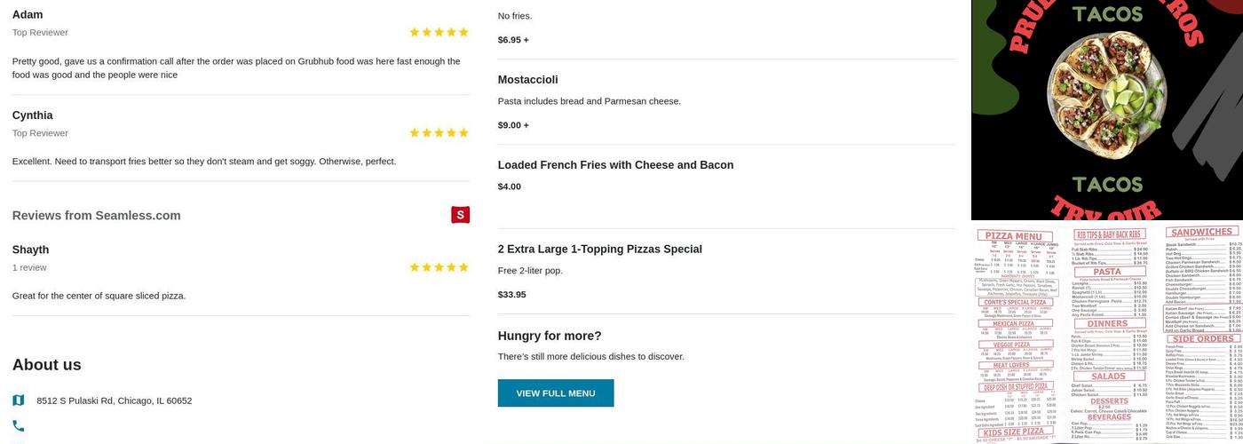 Conte's Pizza Menu