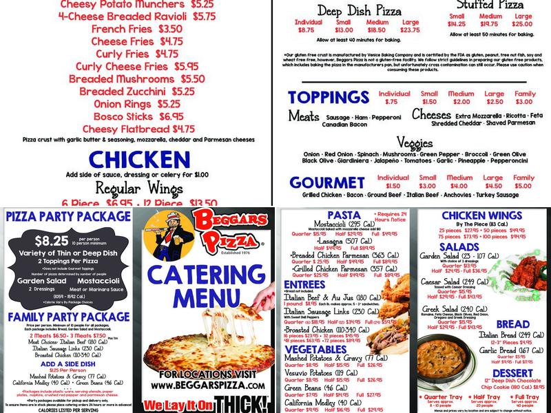Beggars Pizza - Merrionette Park Menu