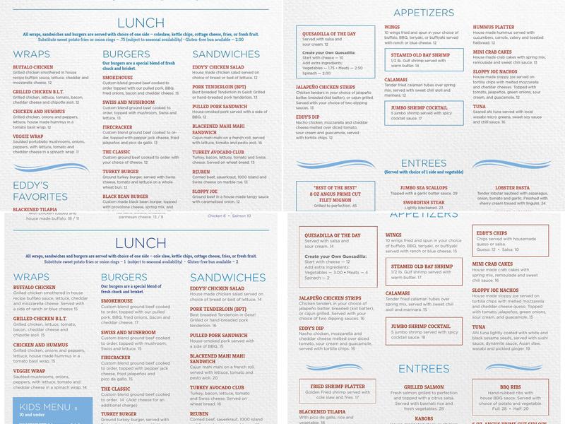 Eddy's Neighborhood Bar & Grill Menu