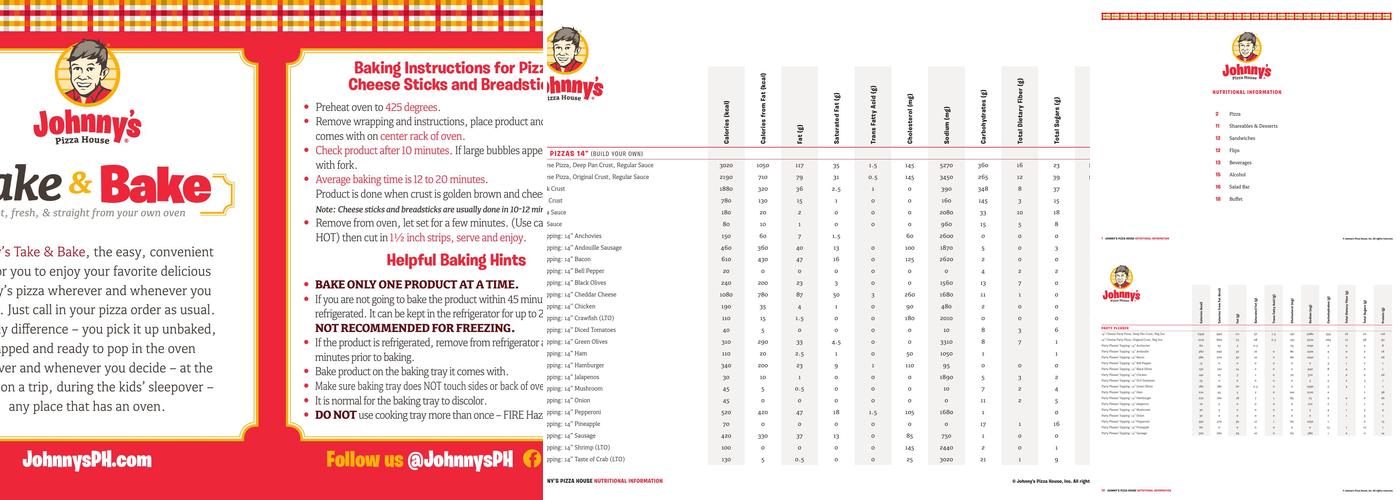 Johnny's Pizza House Menu