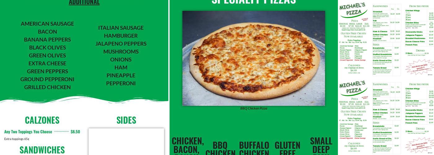 Michael's Pizza Menu