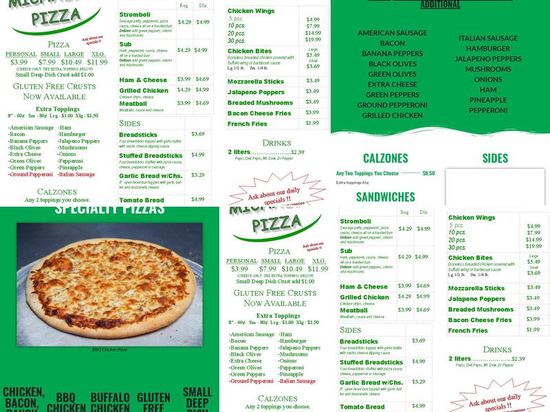 Michael's Pizza Menu