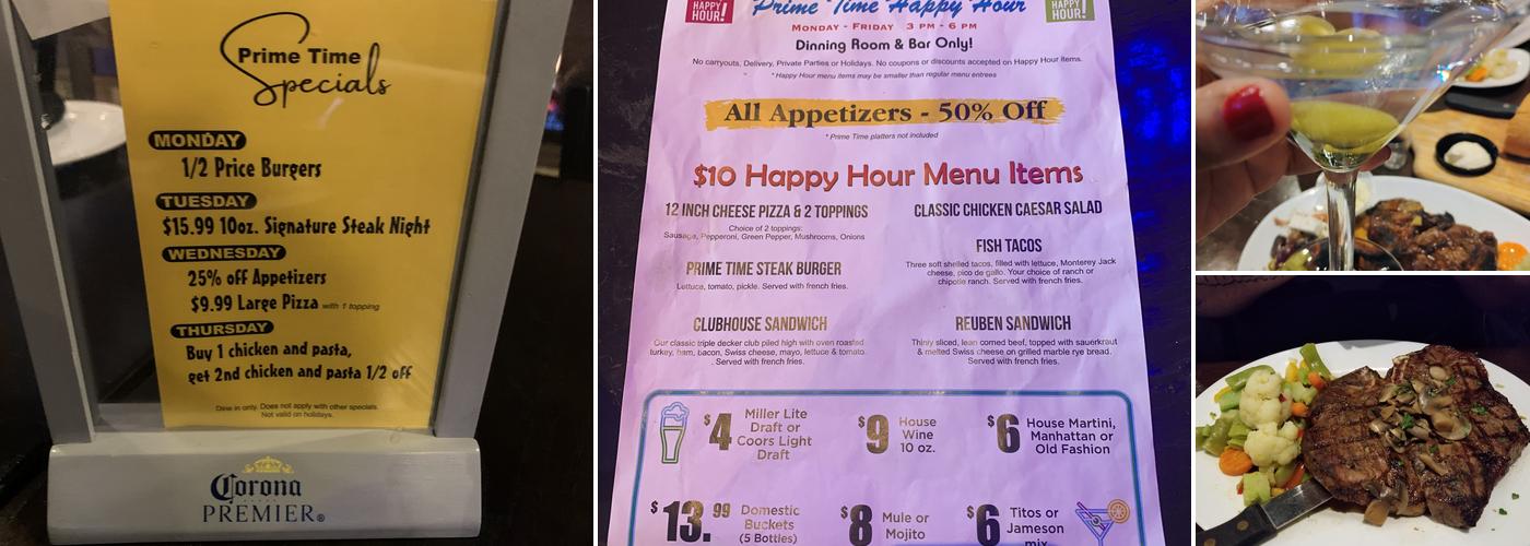 Prime Time Restaurant Menu