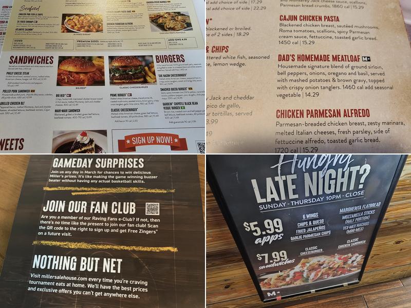 Miller's Ale House Menu