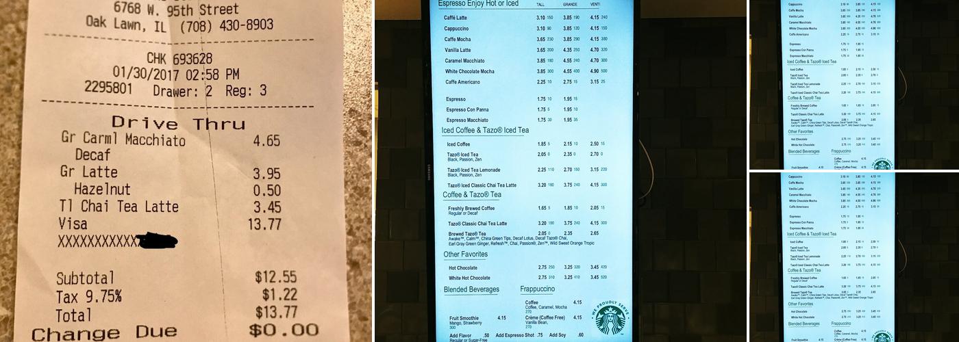 Starbucks Menu