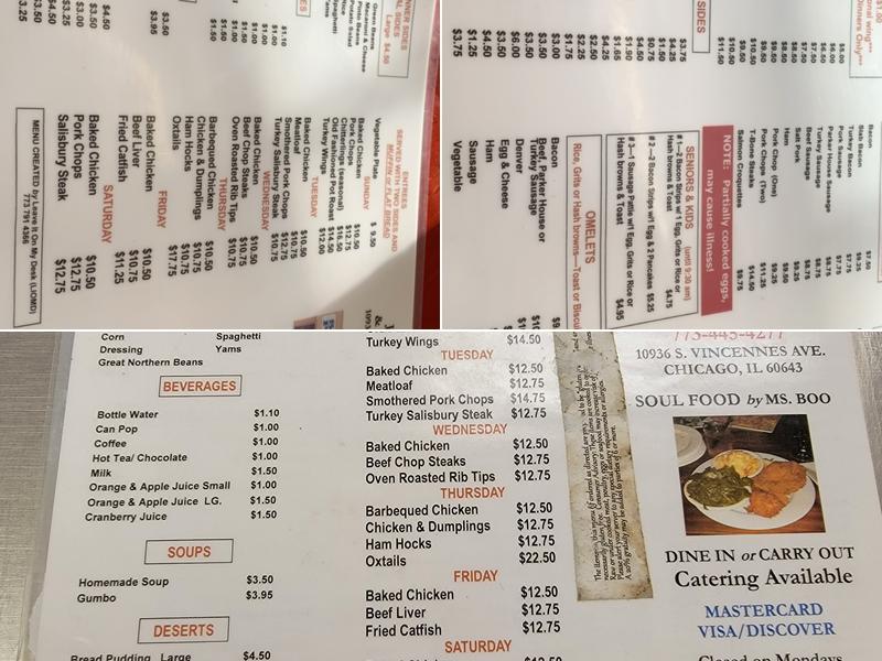 Jean’s SoulFood Cafe Menu