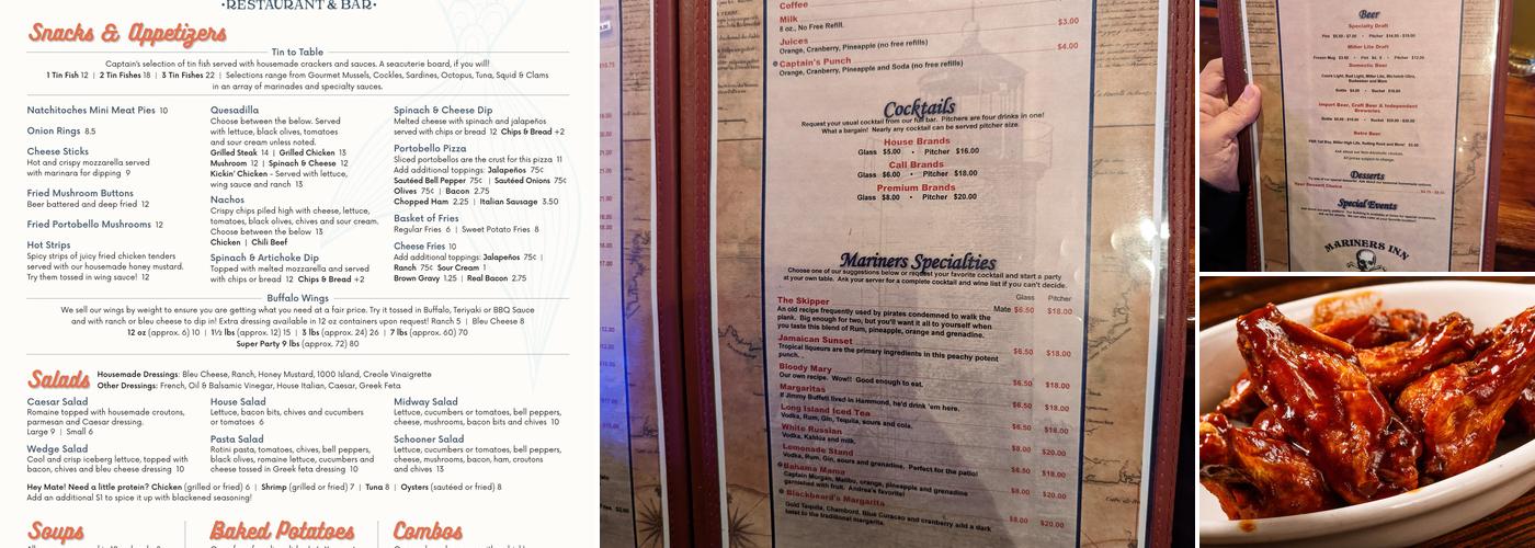 Mariner's Inn Menu