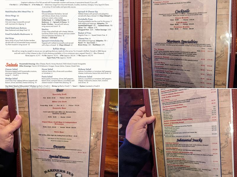 Mariner's Inn Menu
