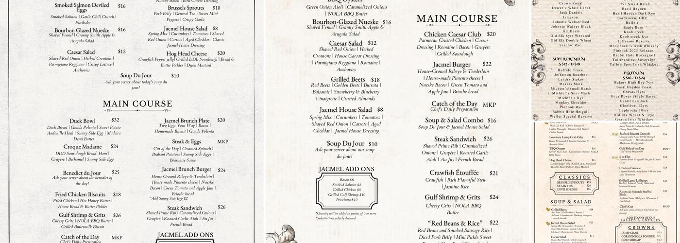 Jacmel Inn Menu