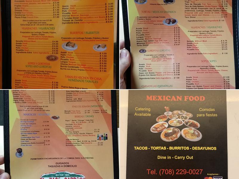 El Taco Sabroso #2 Inc, Menu