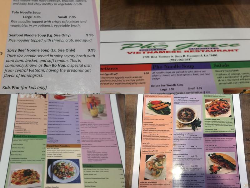 Phở Grace Menu