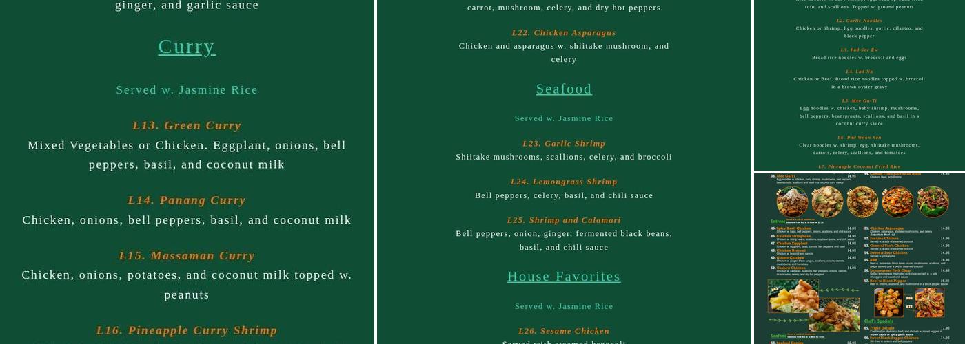Thai Green Leaf Menu