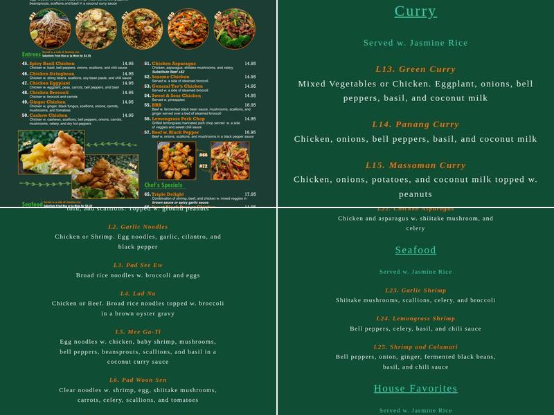 Thai Green Leaf Menu