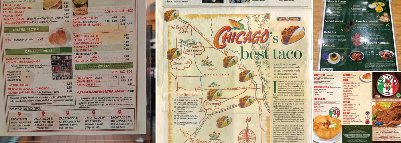 Zacatacos Menu