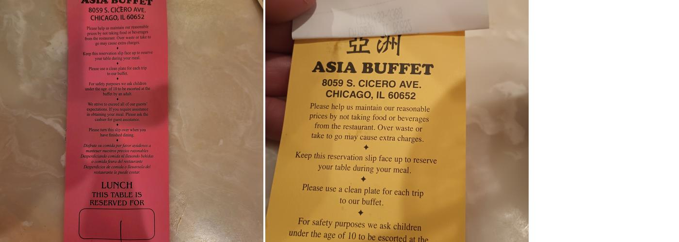 Asia Buffet & Grill Menu