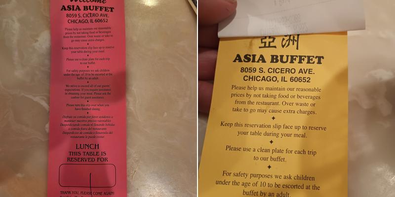 Asia Buffet & Grill Menu