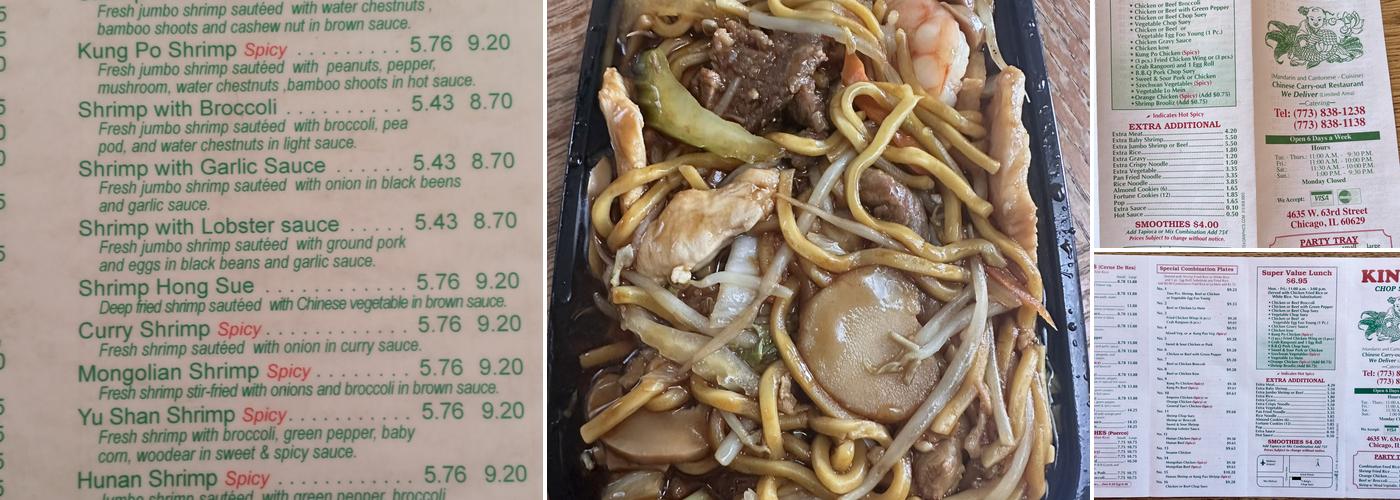 King's Chop Suey Menu