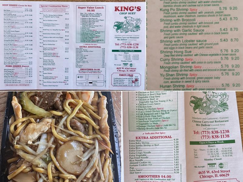 King's Chop Suey Menu