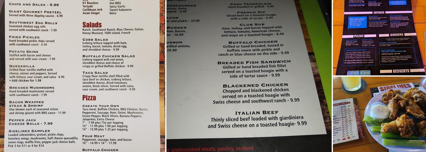 Sidelines Sports Pub Menu