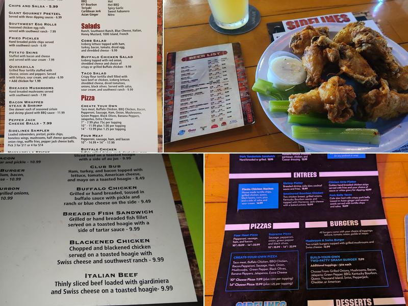 Sidelines Sports Pub Menu