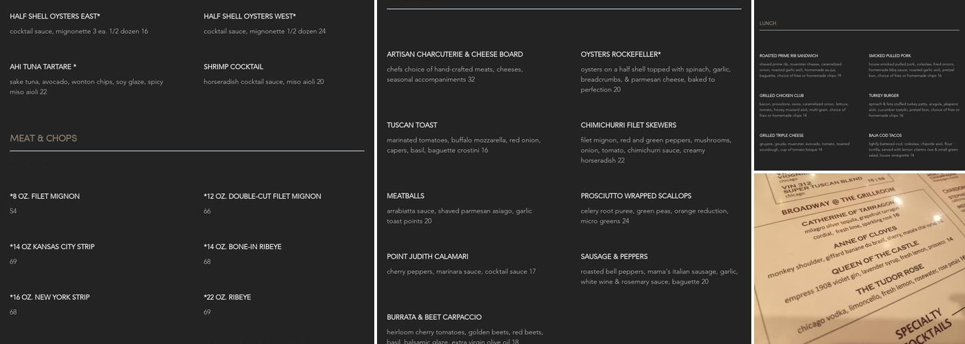 The Grillroom Chophouse & Wine Bar Menu