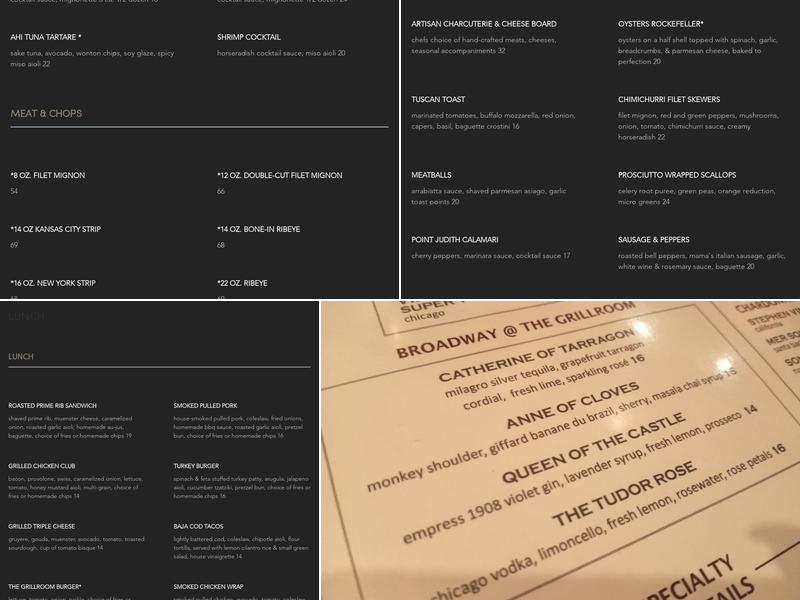 The Grillroom Chophouse & Wine Bar Menu