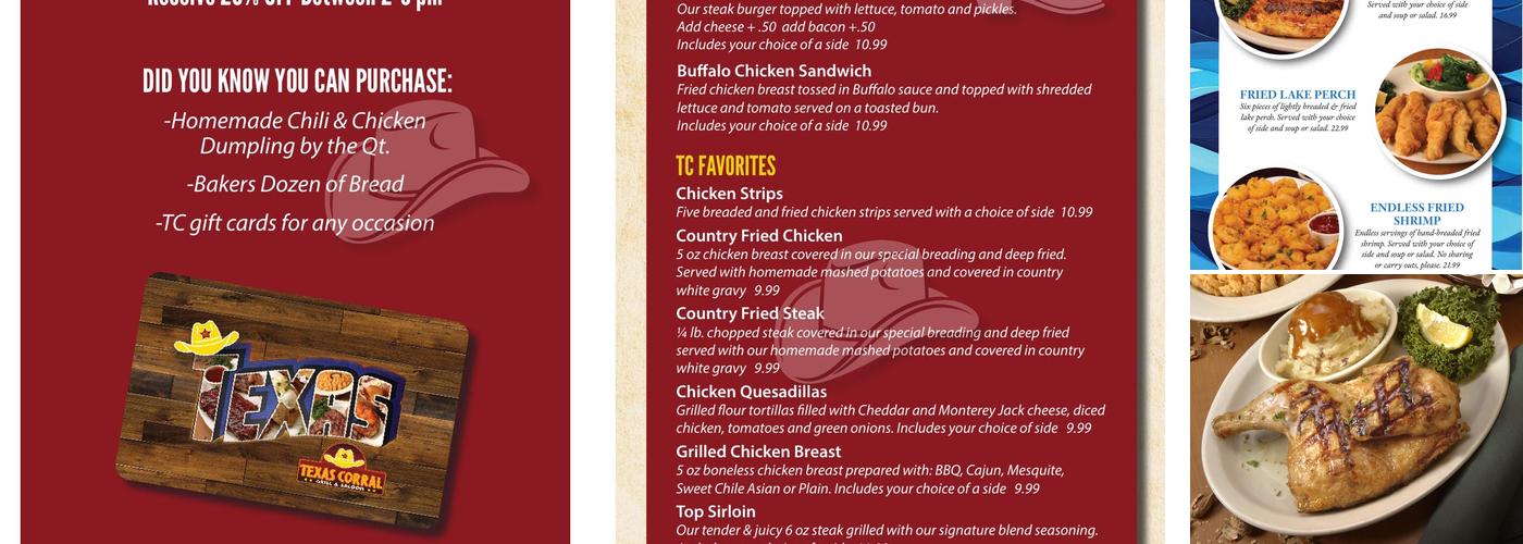 Texas Corral Menu