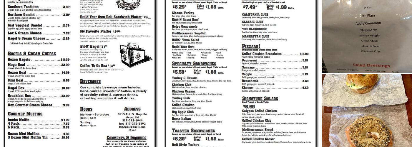 Big Apple Bagels Menu