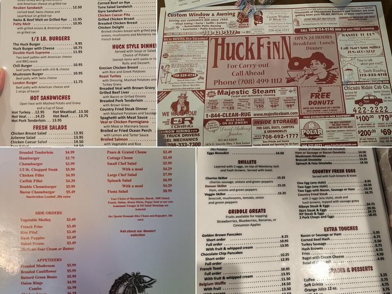 Huck Finn Restaurant Menu