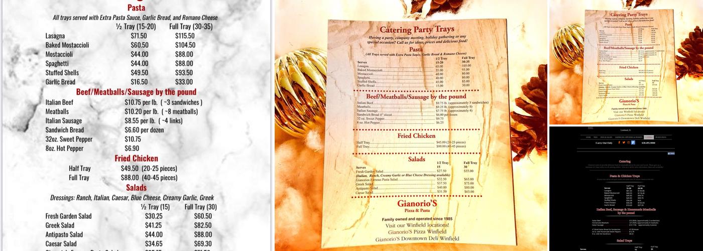 Gianorio's Pizza & Pasta Menu