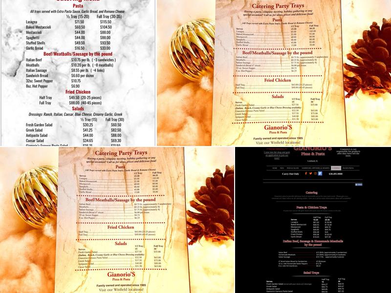 Gianorio's Pizza & Pasta Menu