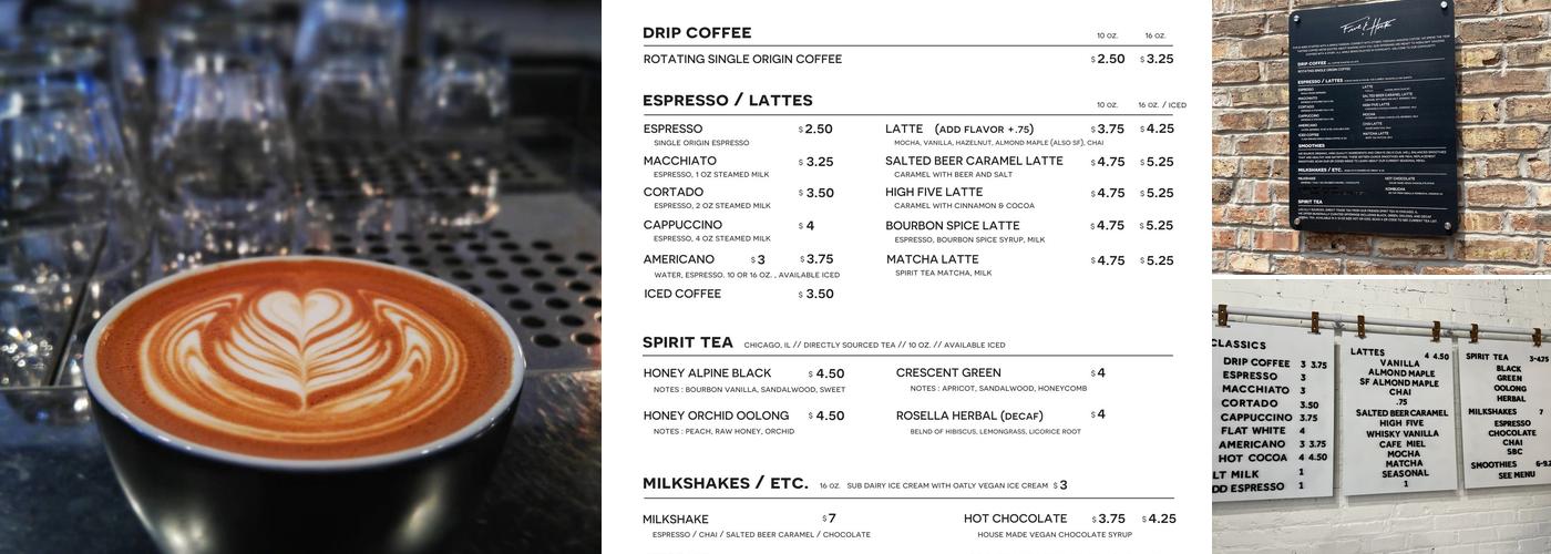 Five & Hoek Coffee Menu
