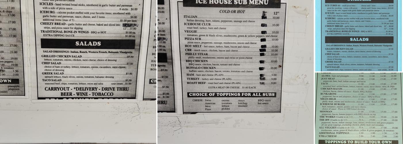 Fountain City Ice House Menu