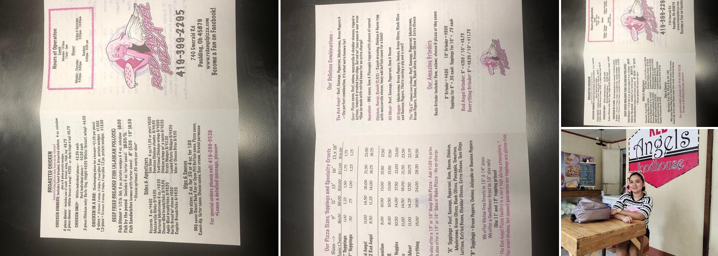 Red Angel Pizza Menu