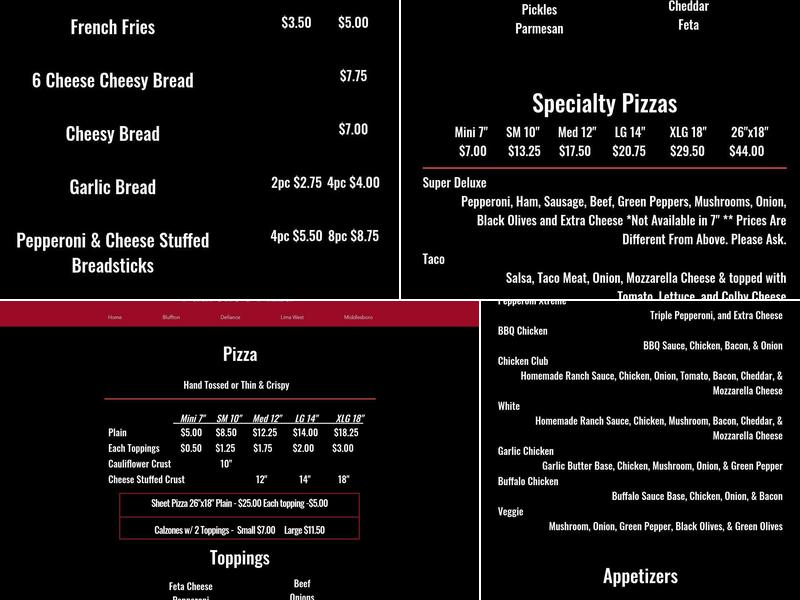 Padrone's Pizza Menu