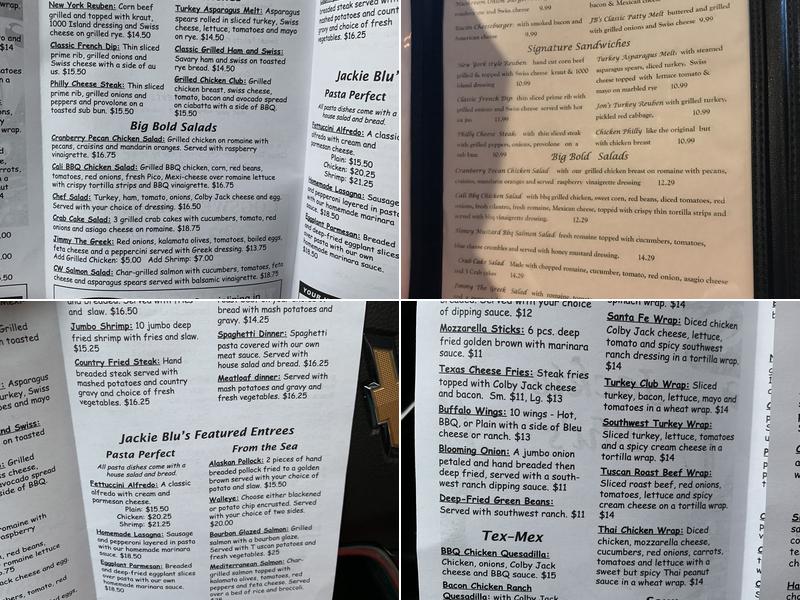 Jackie Blu's Menu