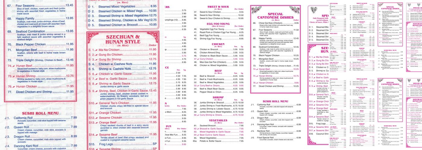 Great Wall Buffet Menu