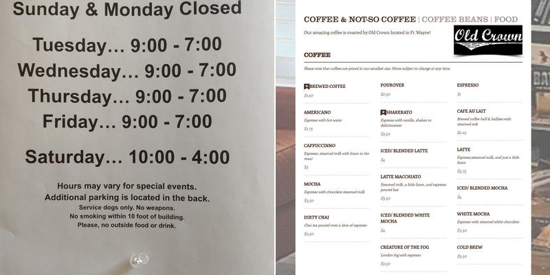 Cahoots Coffee Cafe Menu