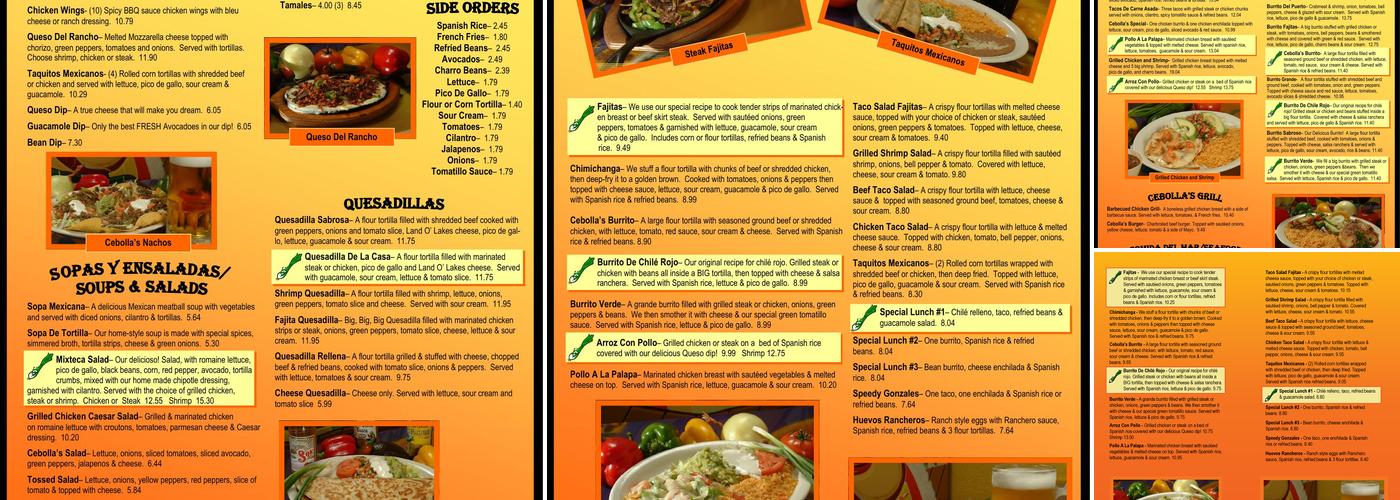 Cebolla's Mexican Grill Menu