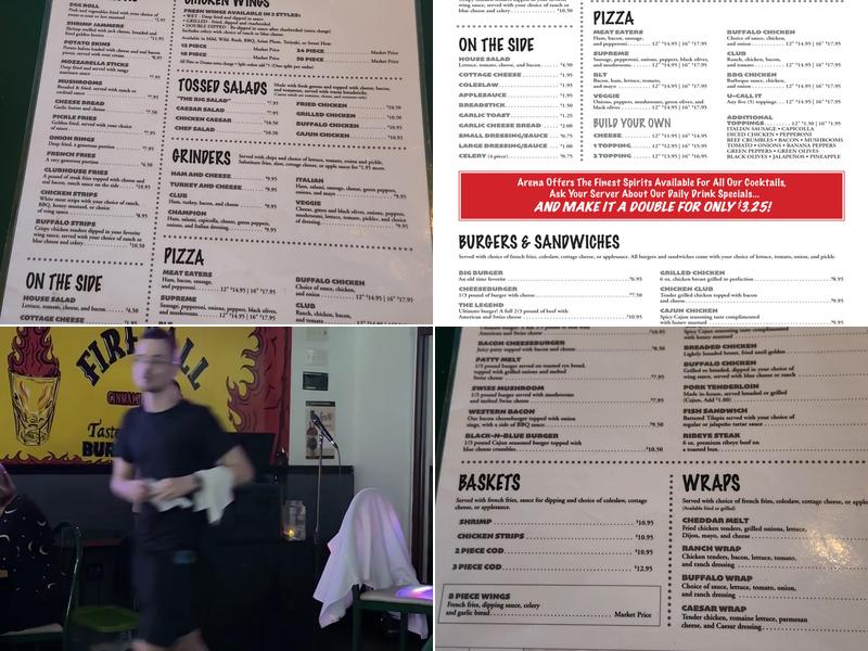 Arena Bar & Grill Menu