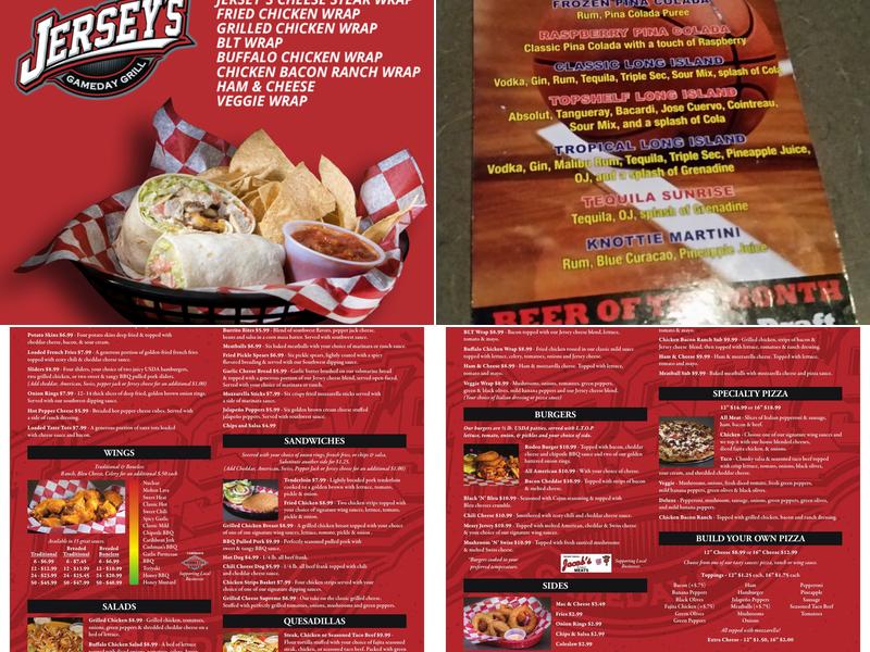 Jersey's Game Day Grill - Defiance Menu