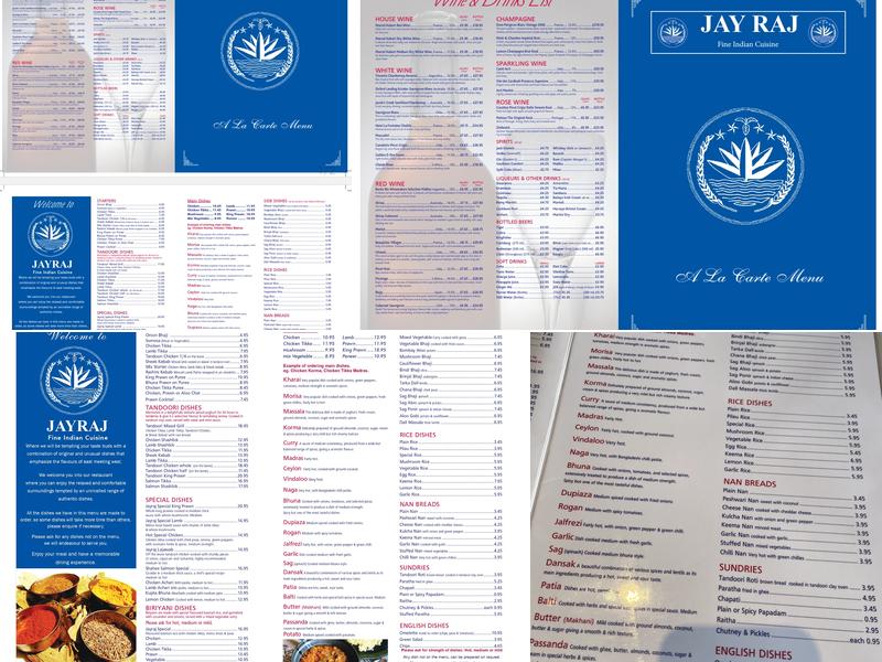 Jay Raj Indian Cuisine Menu