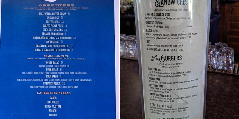 Latch String Bar & Grill Menu