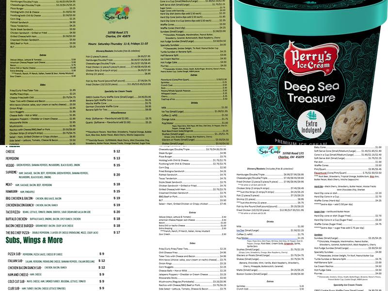 Charloe Sno Cone Menu