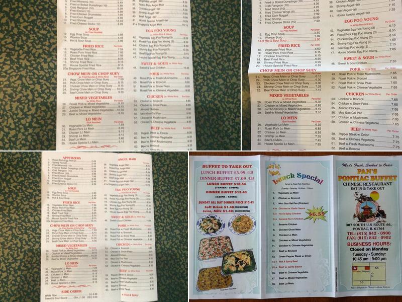 Pontiac Buffet Menu