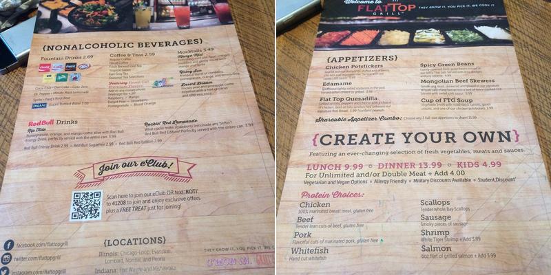 Flat Top Grill Menu