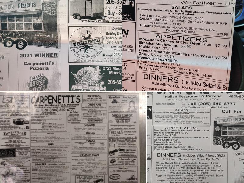 Carpenetti's Pizza Menu