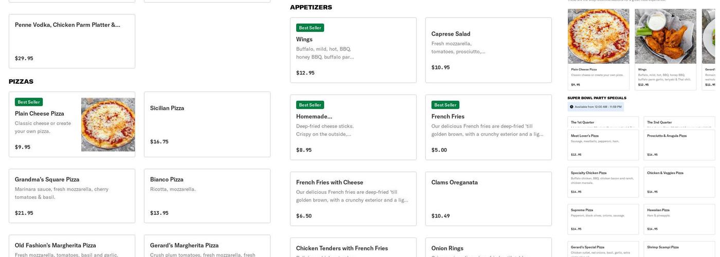 Gerard’s Pizza & Pasta Menu