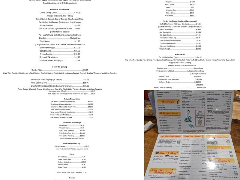 Pat's Fisherman's Wharf Restaurant Menu