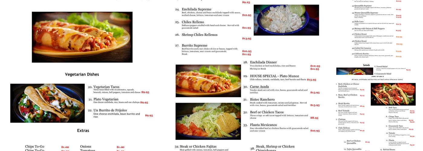 Munoz Mexican Grill Menu